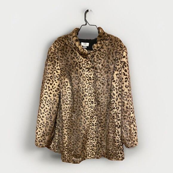 Cato Faux Fur Animal Print Plus Sz Coat Lined W/ Snap Closure And Pockets 22/24 - Picture 1 of 11